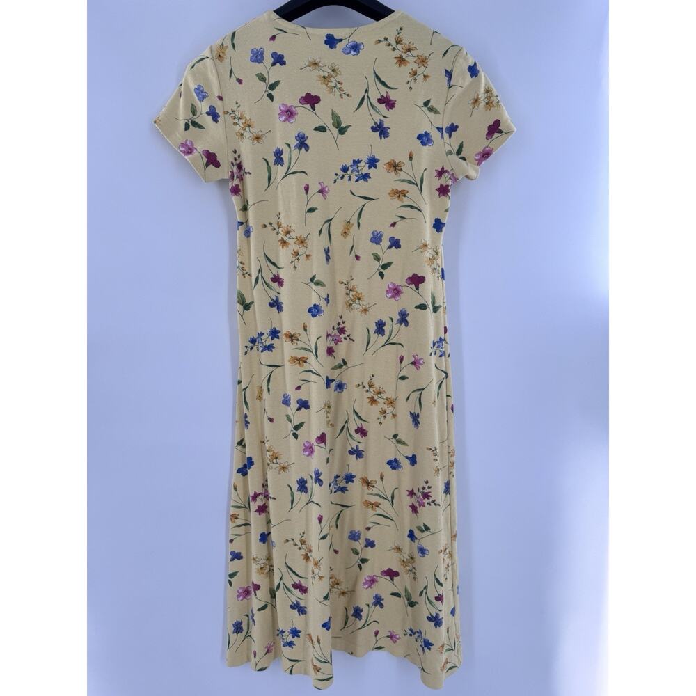 Vtg Coldwater Creek Midi Dress Yellow Floral Cottagecore 90s Feminine Easter - Picture 7 of 12